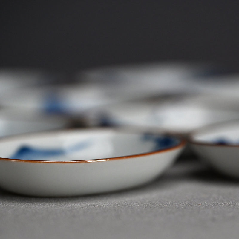 Imperial Artist Set 10 Porcelain Sushi plates ー三代 清風 与平 “青華 小皿”