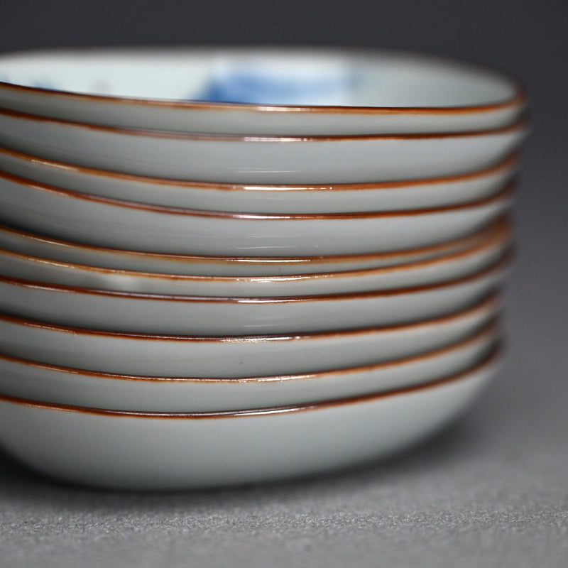 Imperial Artist Set 10 Porcelain Sushi plates ー三代 清風 与平 “青華 小皿”