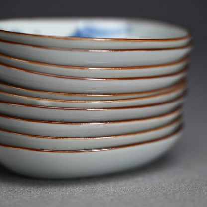 Imperial Artist Set 10 Porcelain Sushi plates ー三代 清風 与平 “青華 小皿”