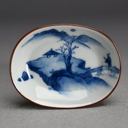 Imperial Artist Set 10 Porcelain Sushi plates ー三代 清風 与平 “青華 小皿”
