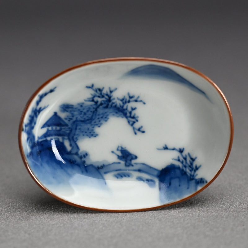 Imperial Artist Set 10 Porcelain Sushi plates ー三代 清風 与平 “青華 小皿”