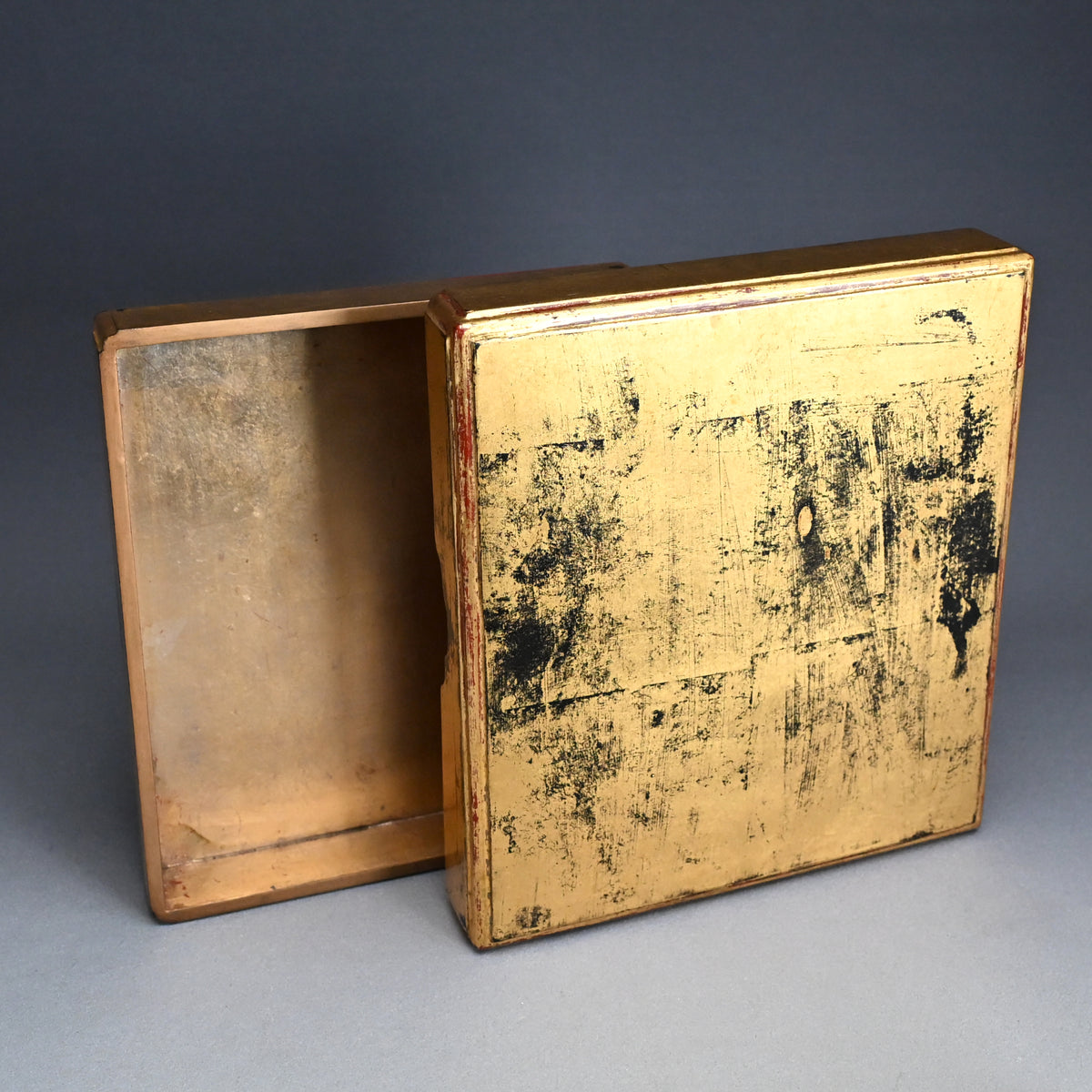 Antique Japanese Gilded Book Box with Edo p. Prayer Book
