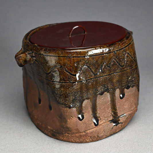 Antique Japanese Tamba Mizusashi for Maccha Tea Ceremony