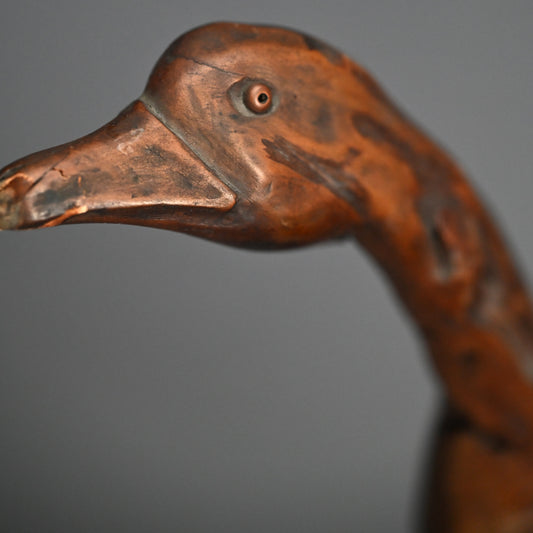 Pair Antique Japanese Root-wood Scholar Art Sculptures, Geese