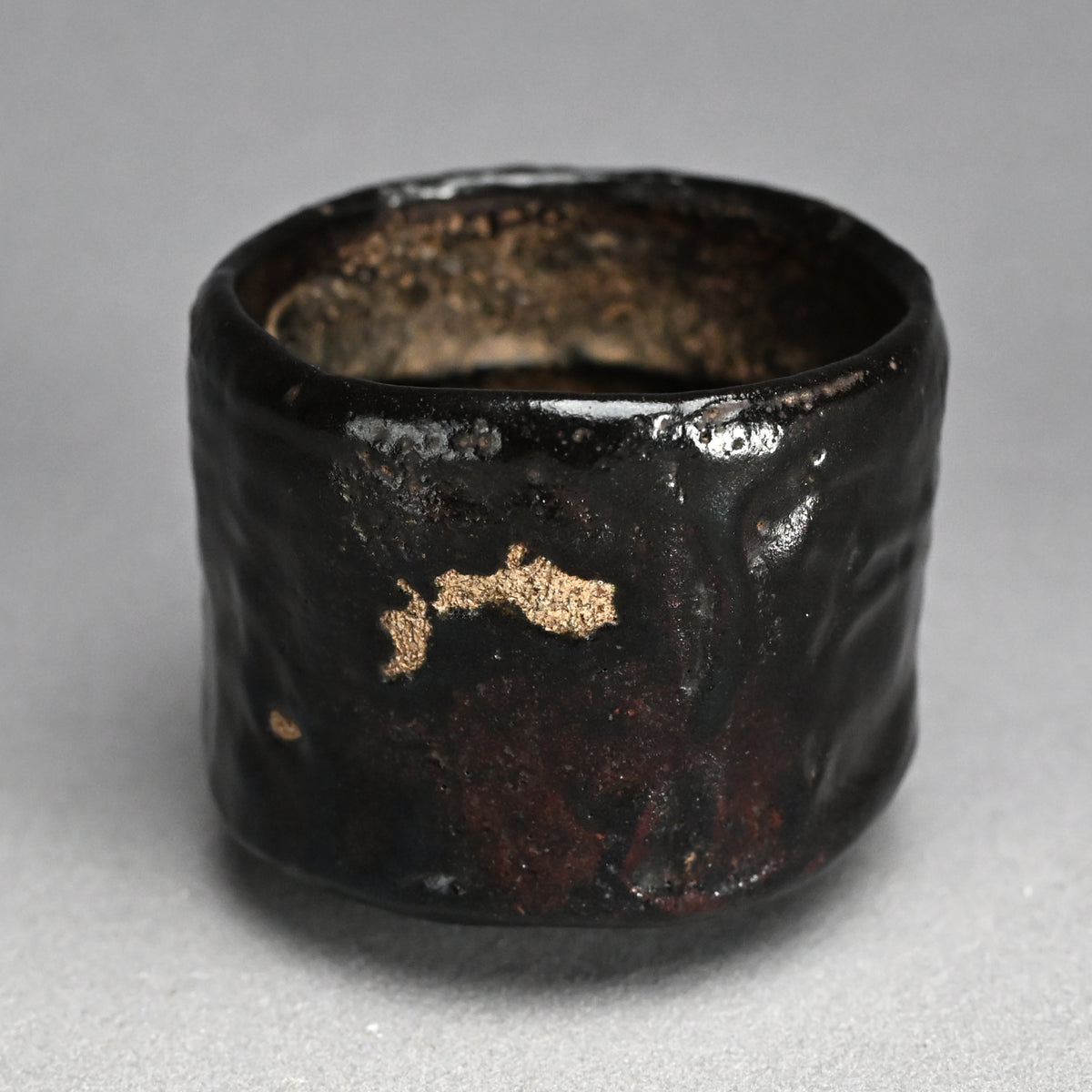 Spectacular Edo p. Oribe Guro Chawan Tea Bowl
