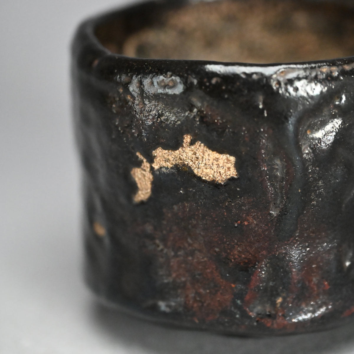 Spectacular Edo p. Oribe Guro Chawan Tea Bowl