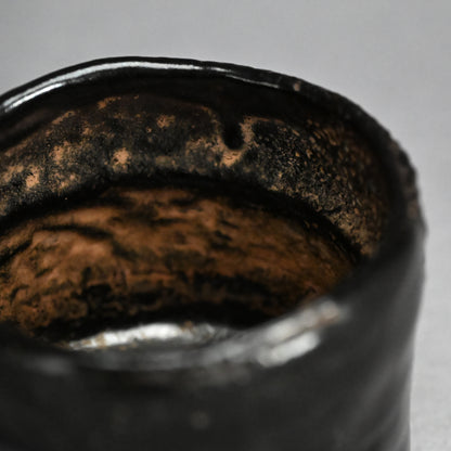 Spectacular Edo p. Oribe Guro Chawan Tea Bowl