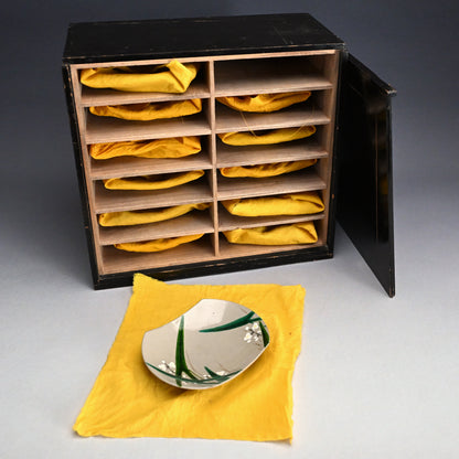 Unique Boxed Set 12 Meiji period Mukozuke Plates ー永楽 善五郎 "掛繪 十二ヶ月 向付"