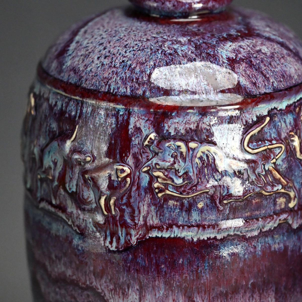 Early 20th Century Japanese Flambe Glazed Vase