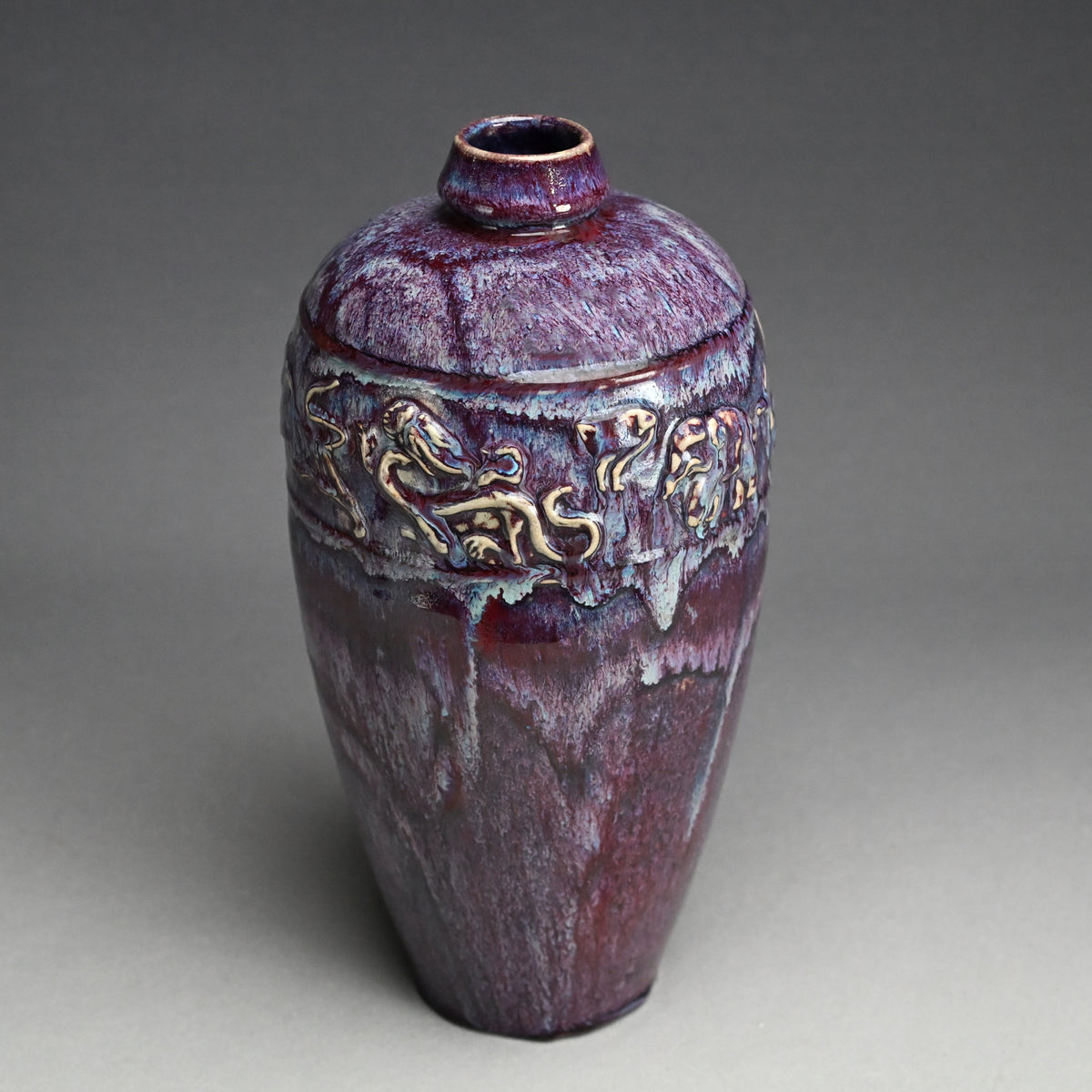 Early 20th Century Japanese Flambe Glazed Vase