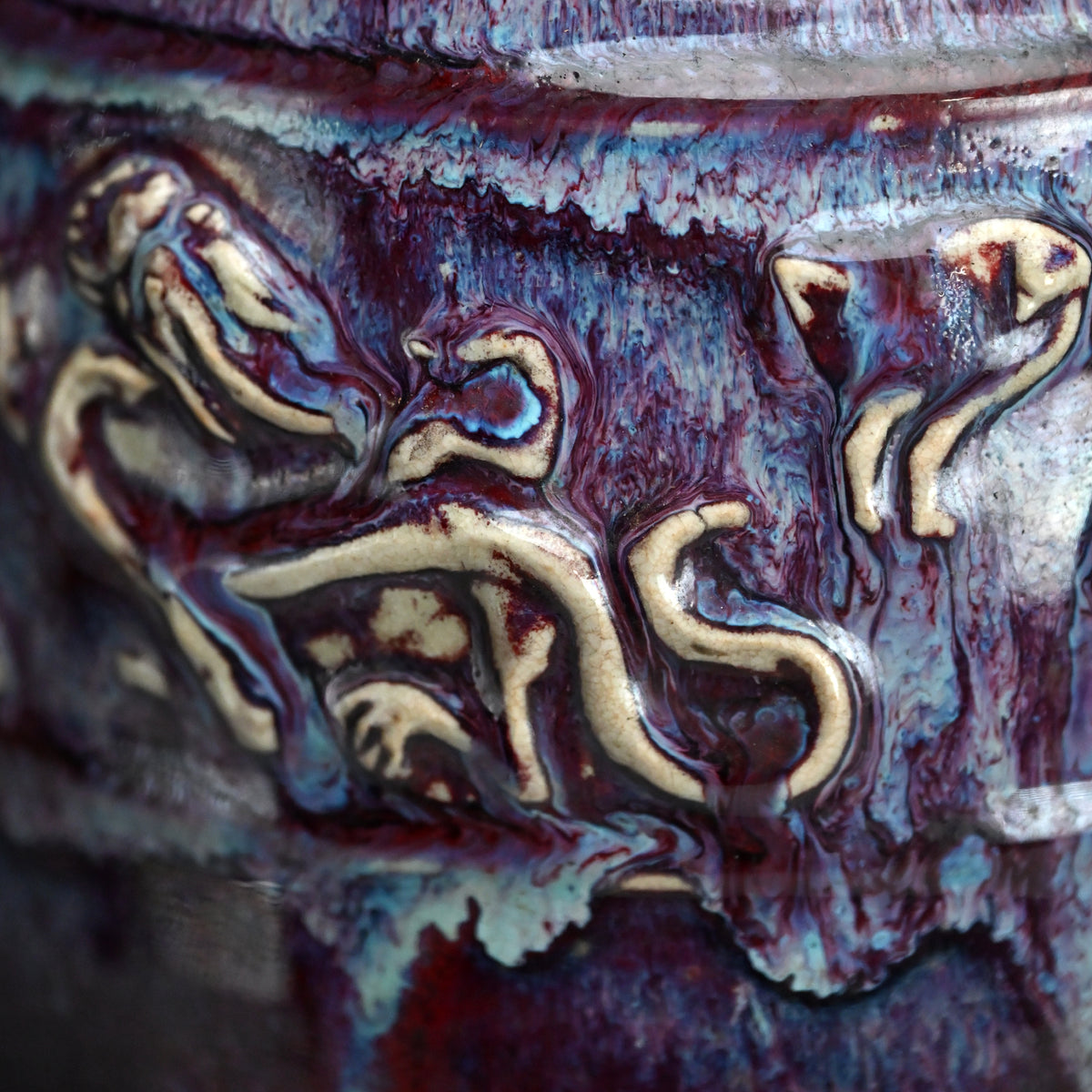 Early 20th Century Japanese Flambe Glazed Vase