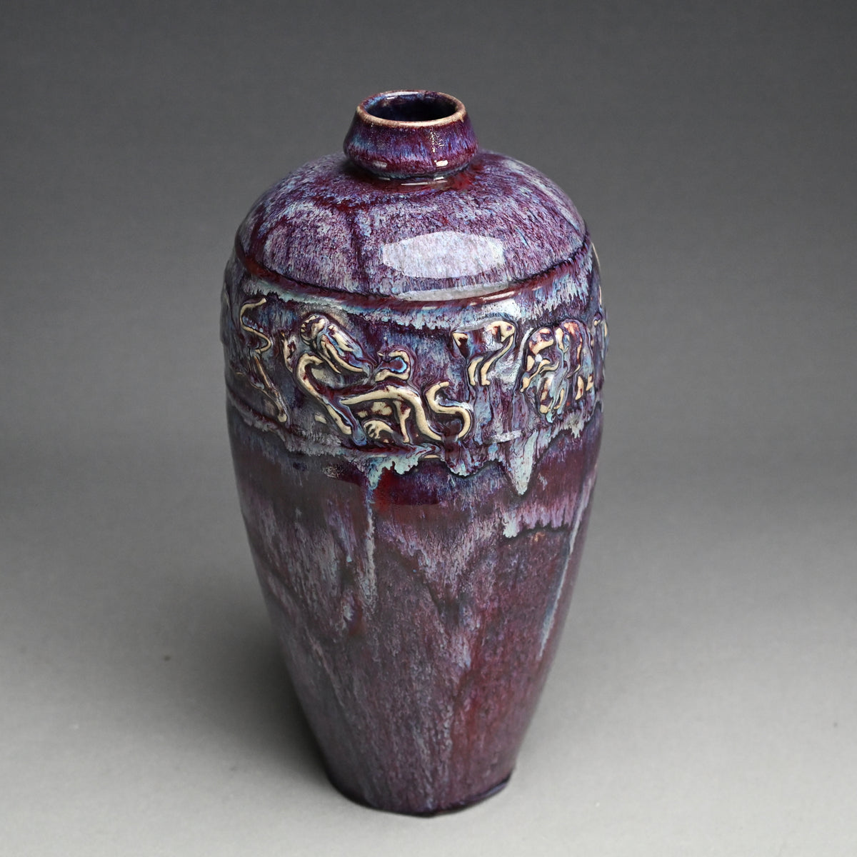 Early 20th Century Japanese Flambe Glazed Vase