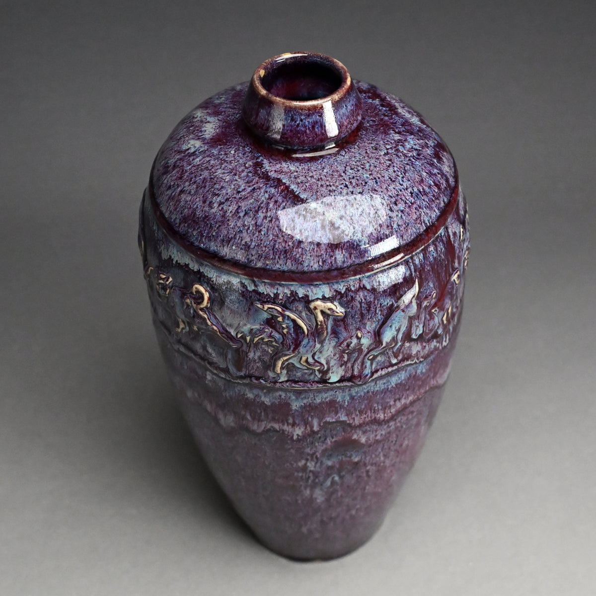 Early 20th Century Japanese Flambe Glazed Vase