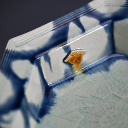 Octagonal Porcelain Dish by LNT ー加藤 卓男 “藍彩貼花文八角鉢”
