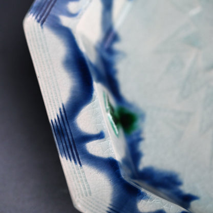Octagonal Porcelain Dish by LNT ー加藤 卓男 “藍彩貼花文八角鉢”