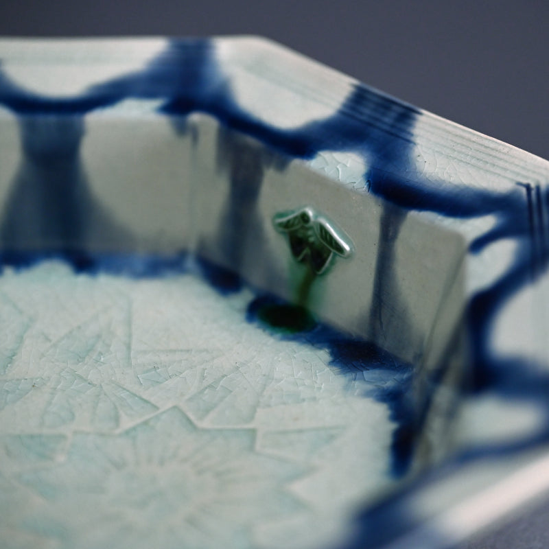 Octagonal Porcelain Dish by LNT ー加藤 卓男 “藍彩貼花文八角鉢”