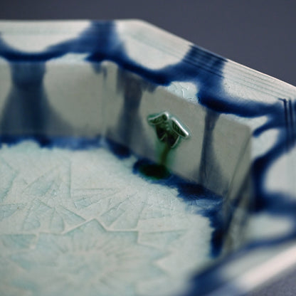 Octagonal Porcelain Dish by LNT ー加藤 卓男 “藍彩貼花文八角鉢”