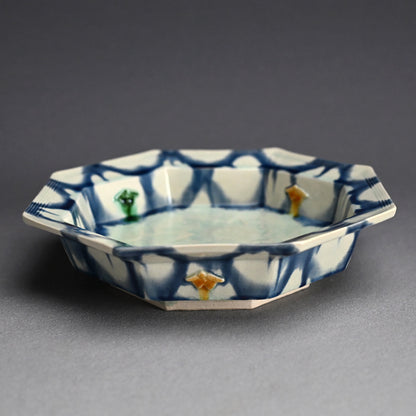 Octagonal Porcelain Dish by LNT ー加藤 卓男 “藍彩貼花文八角鉢”