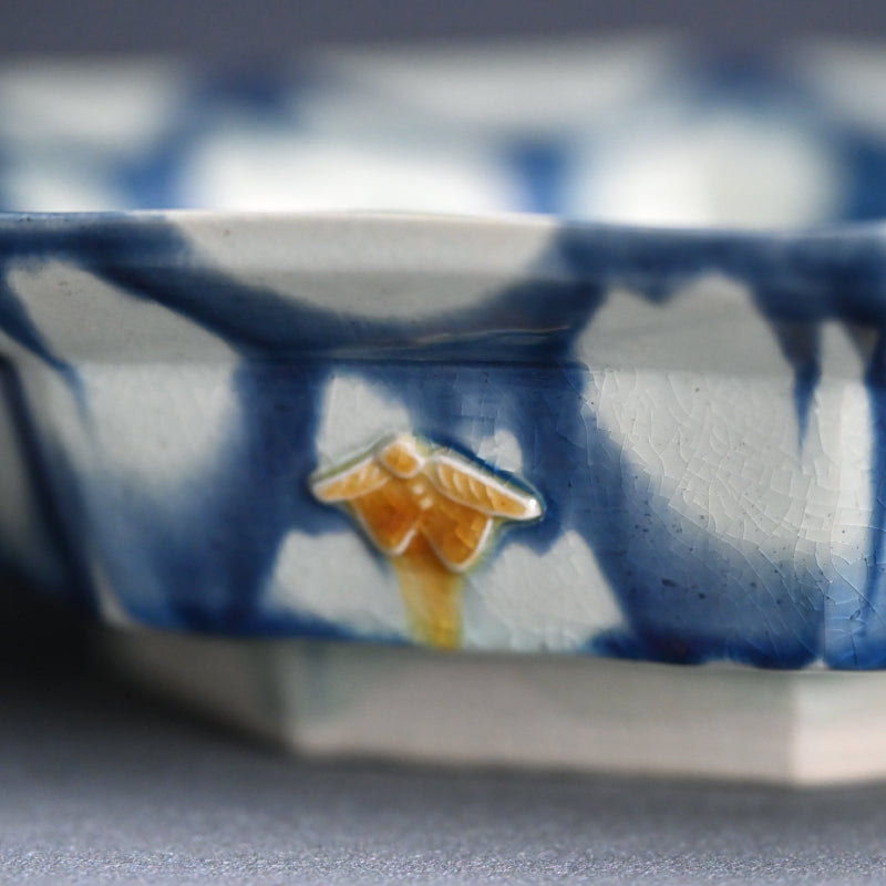 Octagonal Porcelain Dish by LNT ー加藤 卓男 “藍彩貼花文八角鉢”