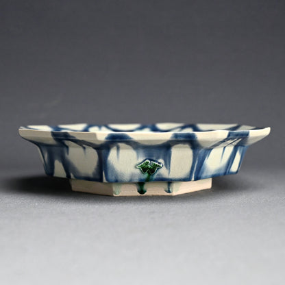 Octagonal Porcelain Dish by LNT ー加藤 卓男 “藍彩貼花文八角鉢”