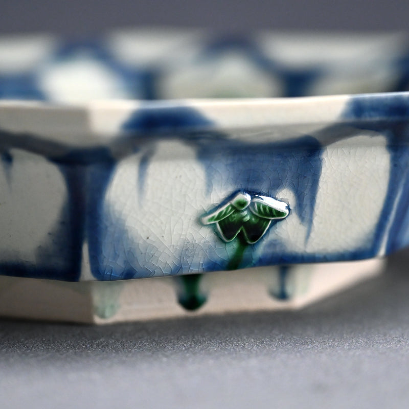 Octagonal Porcelain Dish by LNT ー加藤 卓男 “藍彩貼花文八角鉢”