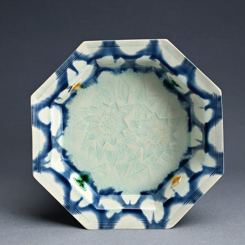 Octagonal Porcelain Dish by LNT ー加藤 卓男 “藍彩貼花文八角鉢”