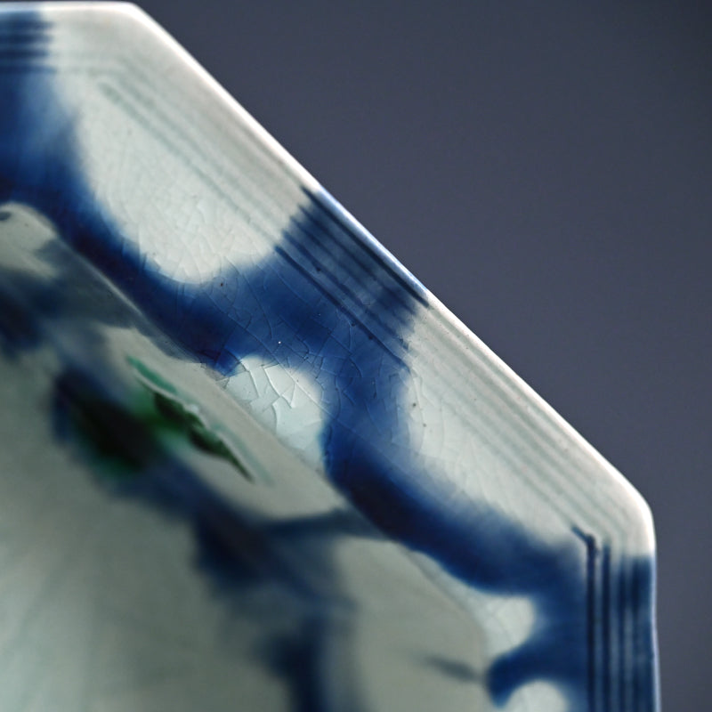 Octagonal Porcelain Dish by LNT ー加藤 卓男 “藍彩貼花文八角鉢”