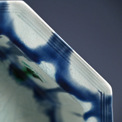 Octagonal Porcelain Dish by LNT ー加藤 卓男 “藍彩貼花文八角鉢”