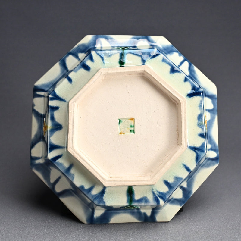 Octagonal Porcelain Dish by LNT ー加藤 卓男 “藍彩貼花文八角鉢”