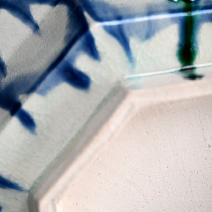 Octagonal Porcelain Dish by LNT ー加藤 卓男 “藍彩貼花文八角鉢”