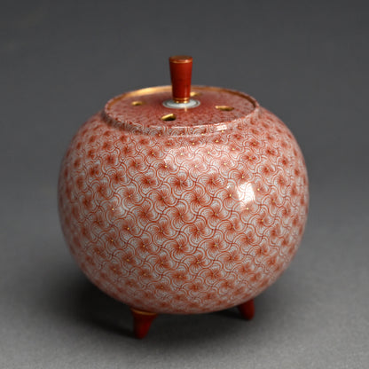 Exquisite Porcelain Incense Burner ー米久 和彦 “赤繪風車文 香盧”