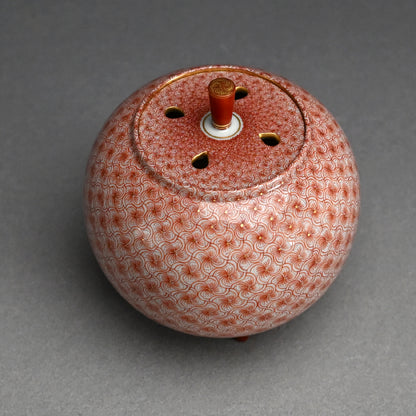 Exquisite Porcelain Incense Burner ー米久 和彦 “赤繪風車文 香盧”