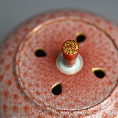 Exquisite Porcelain Incense Burner ー米久 和彦 “赤繪風車文 香盧”