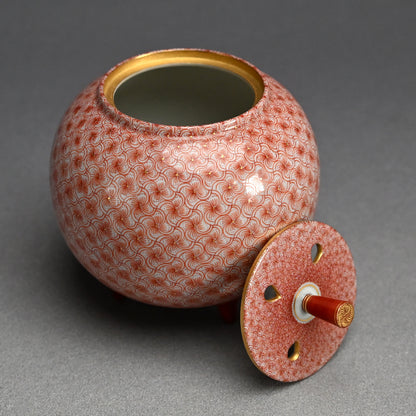 Exquisite Porcelain Incense Burner ー米久 和彦 “赤繪風車文 香盧”