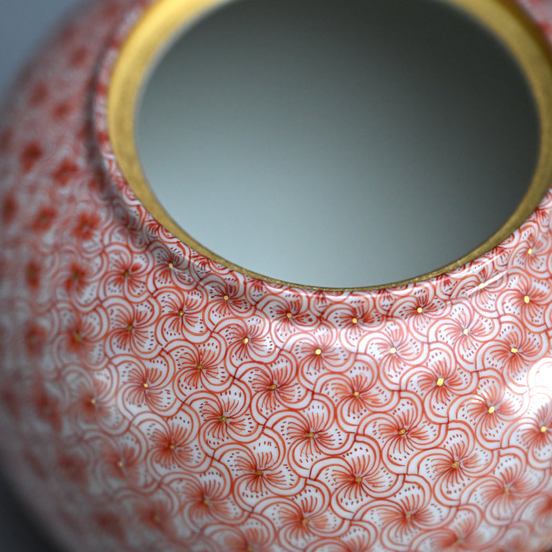 Exquisite Porcelain Incense Burner ー米久 和彦 “赤繪風車文 香盧”