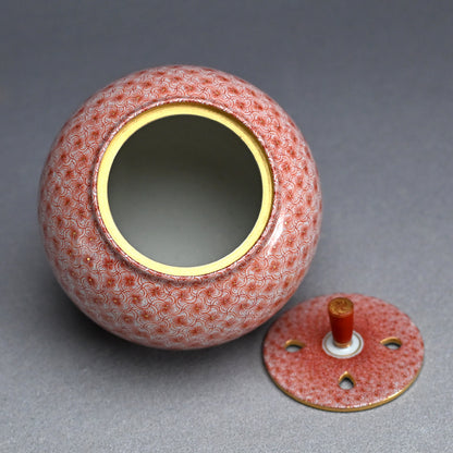 Exquisite Porcelain Incense Burner ー米久 和彦 “赤繪風車文 香盧”