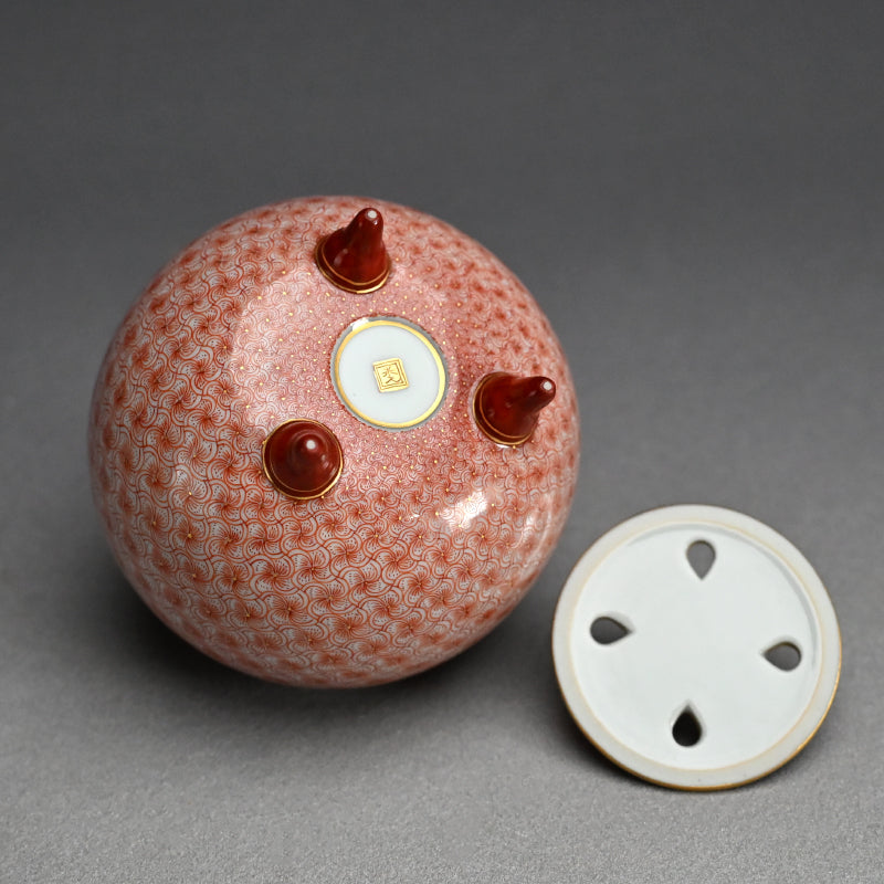 Exquisite Porcelain Incense Burner ー米久 和彦 “赤繪風車文 香盧”