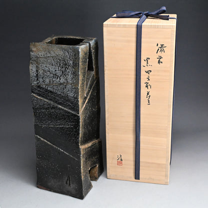 Huge Bizen Sculptural Vase by LNT ー伊勢崎 淳 “備前 黒四方削壺”