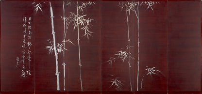 Bamboo in Snow, Published 6 panel Screen Pair ー福田 古道人 "雪中竹圖, 六曲一双"