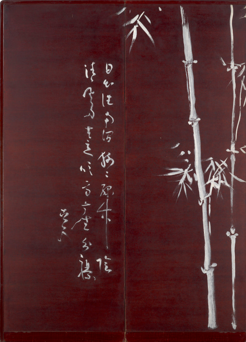 Bamboo in Snow, Published 6 panel Screen Pair ー福田 古道人 "雪中竹圖, 六曲一双"
