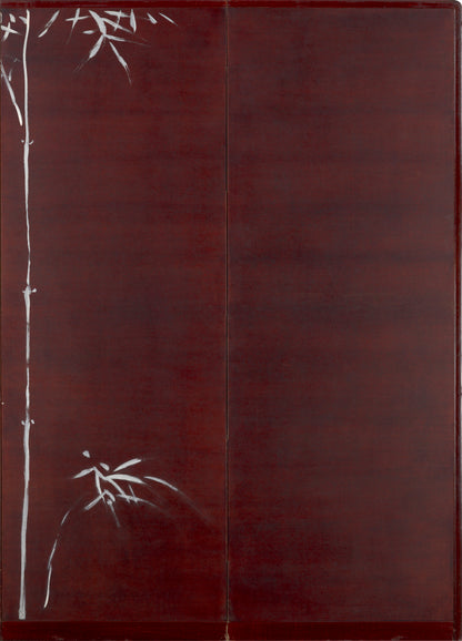 Bamboo in Snow, Published 6 panel Screen Pair ー福田 古道人 "雪中竹圖, 六曲一双"