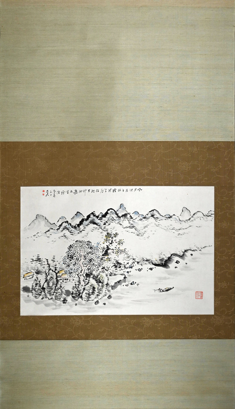 Rare Wide landscape in Color ー福田 古道人 "清水遠山図"