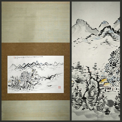 Rare Wide landscape in Color ー福田 古道人 "清水遠山図"