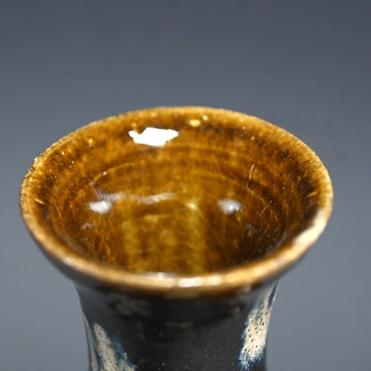 Beautiiful Mingei Vase by Rakutogama ー楽久登窯 西村 昌光 "鉄釉藁灰釉打掛 花器"