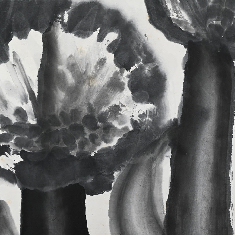 Large Allium Flower Sumi-e Ink Painting