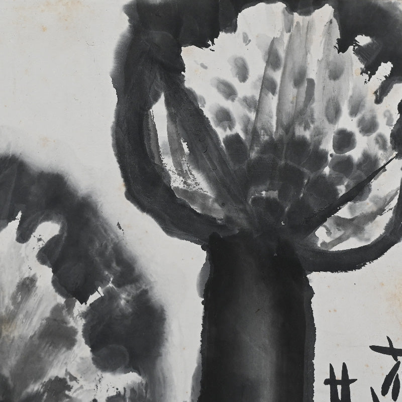 Large Allium Flower Sumi-e Ink Painting