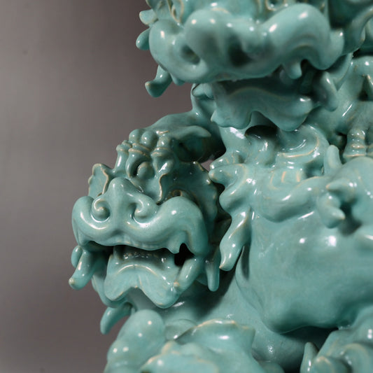 Spectacular Banko Yaki Shishi Okimono ー"置物 萬古焼 獅子"