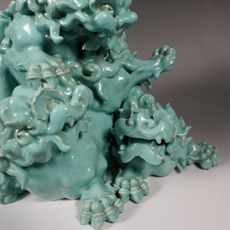 Spectacular Banko Yaki Shishi Okimono ー"置物 萬古焼 獅子"