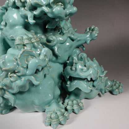 Spectacular Banko Yaki Shishi Okimono ー"置物 萬古焼 獅子"