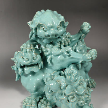 Spectacular Banko Yaki Shishi Okimono ー"置物 萬古焼 獅子"